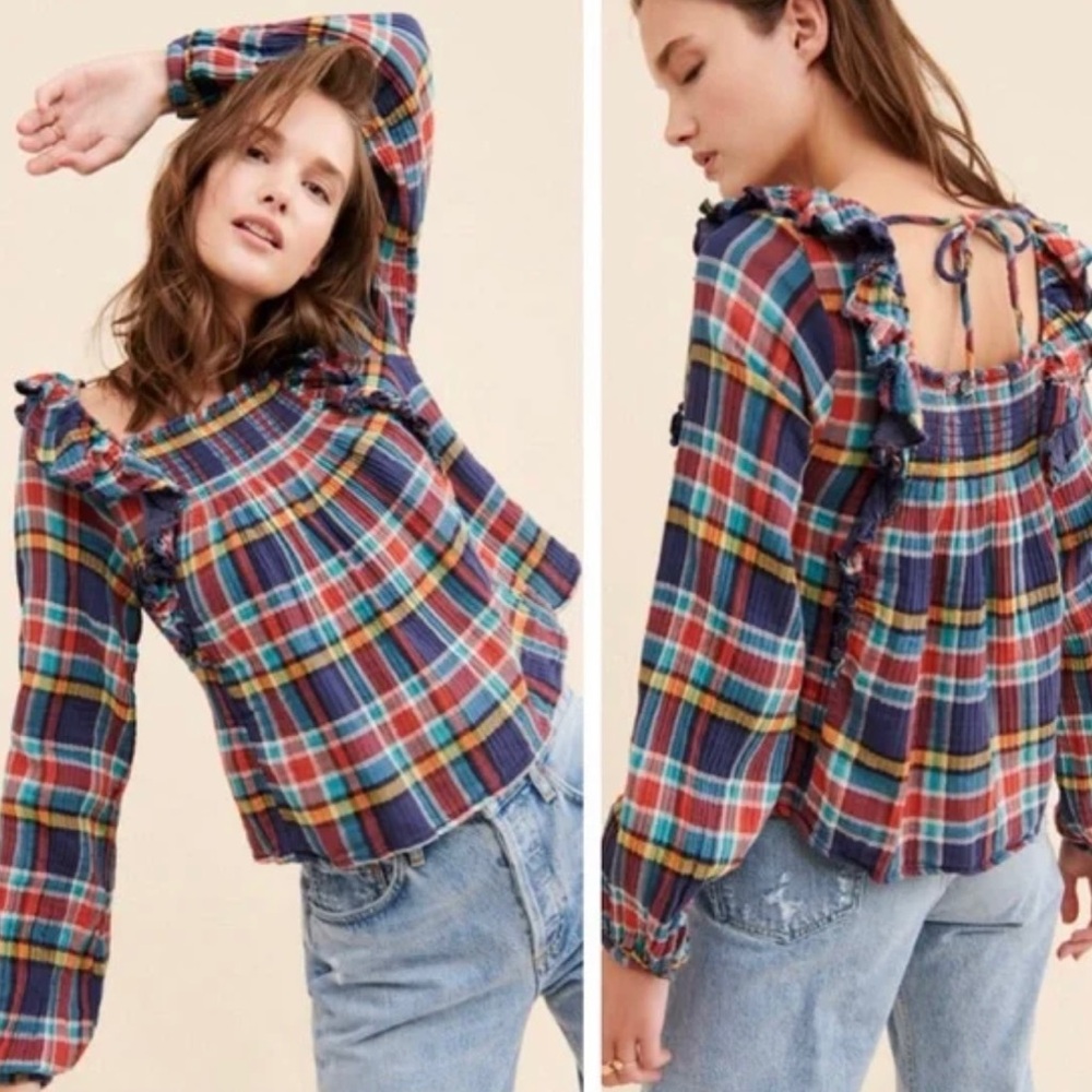 We The Free People Fall Harvest Plaid Preppy Academia XS